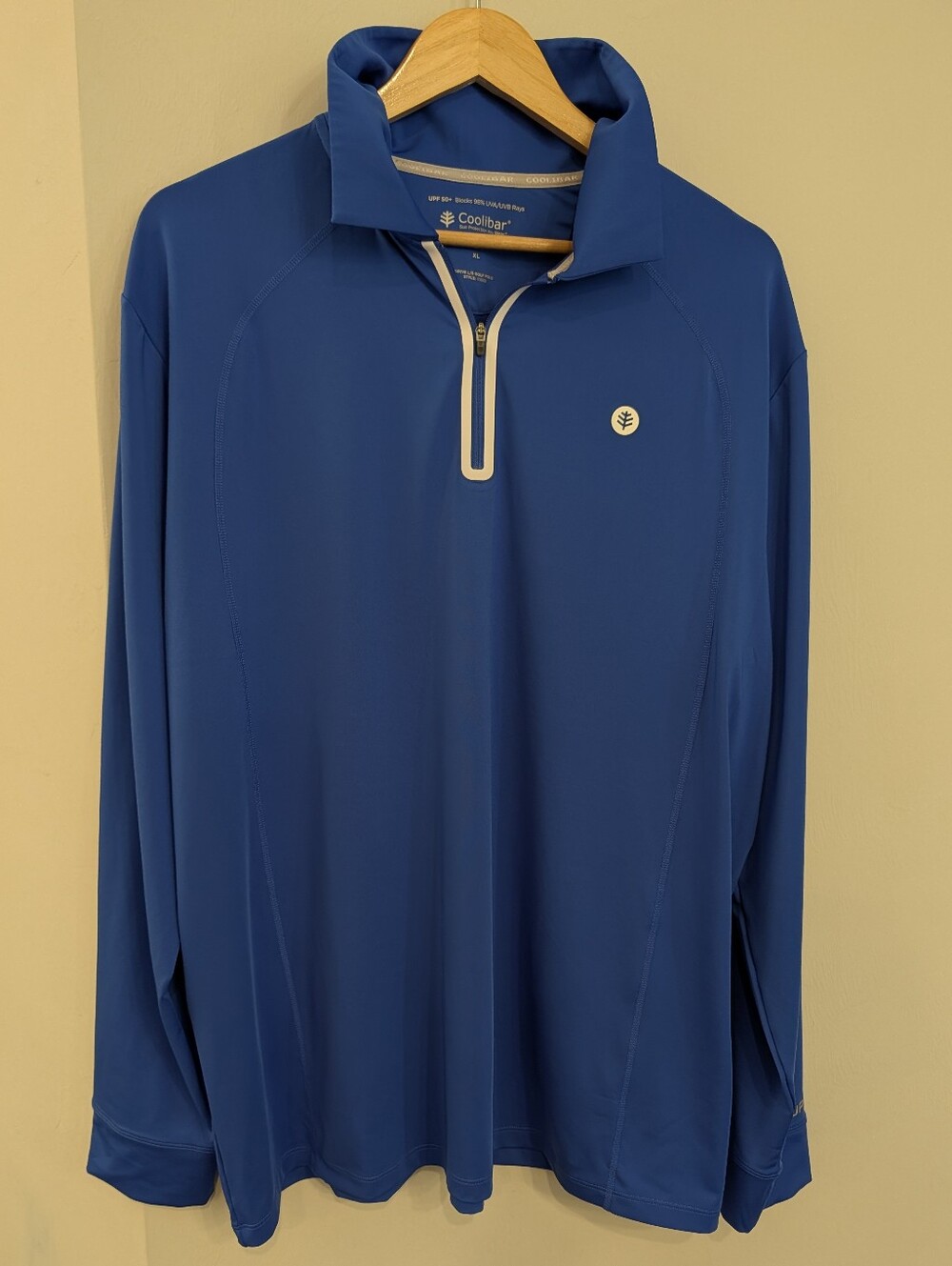 New Coolibar Drive Long Sleeve Golf Polo Royal Blue Quarter Zip SPF50 XXL